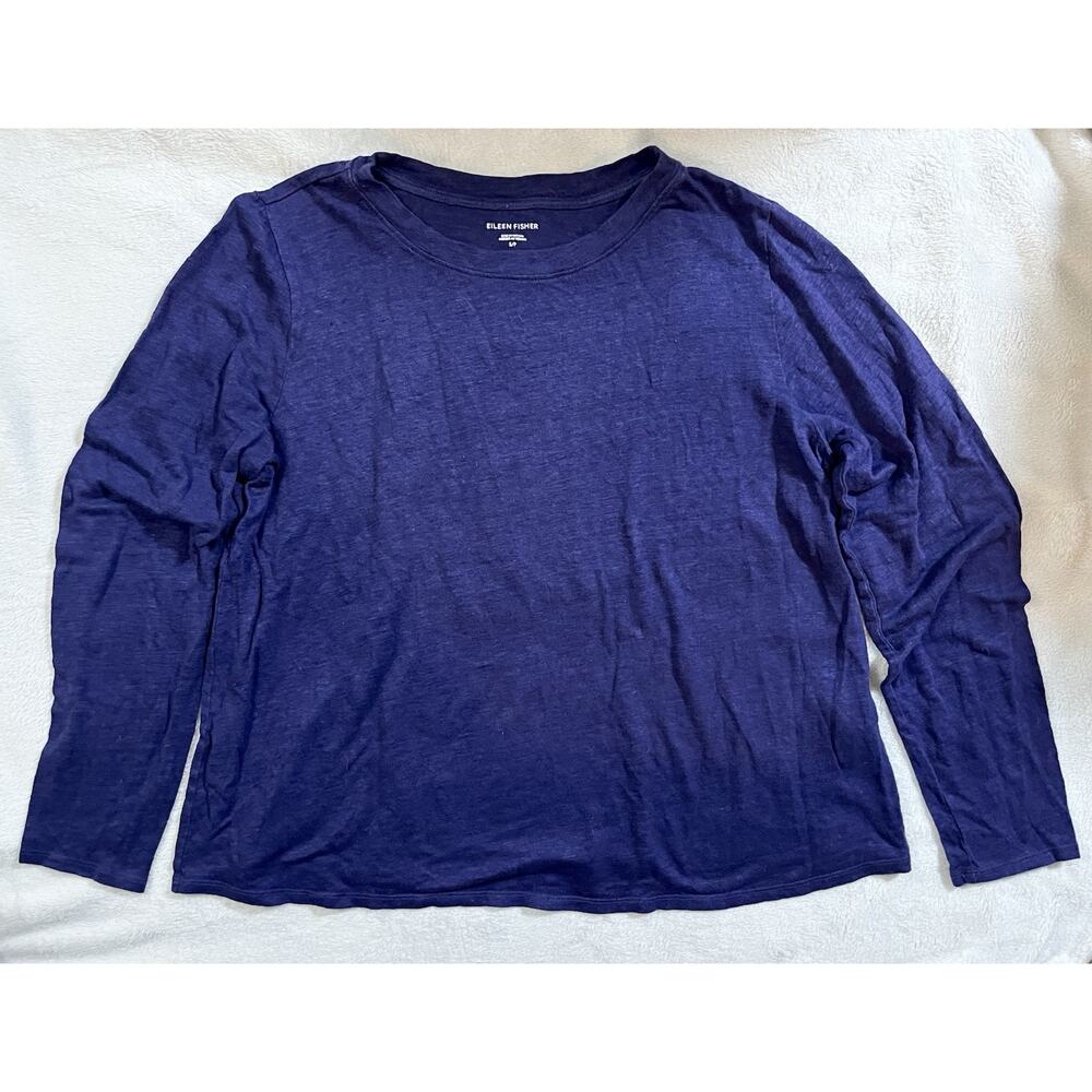 Eileen Fisher 100% Organic Linen Long Sleeve Size SP Quiet Luxury Elevated Basic